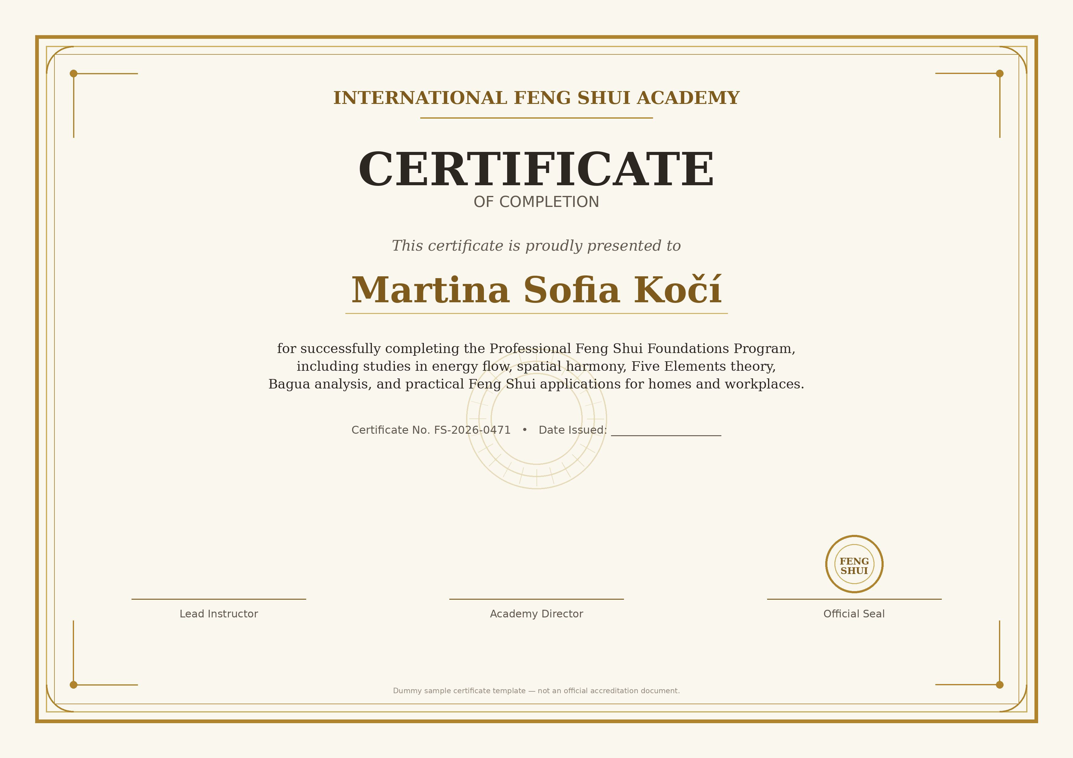 Feng Shui certificate (preview)
